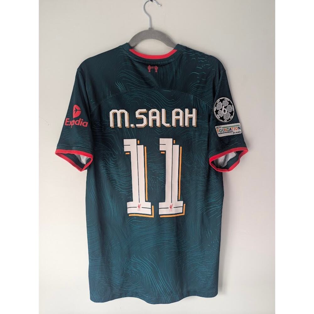Liverpool Salah 2022/23 Third Jersey Large UCL Fully Patched